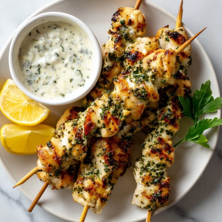 Greek Lemon Chicken Skewers with Tzatziki Sauce Recipe