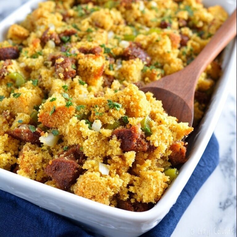 Cajun Cornbread Dressing with Andouille Sausage and Vegetables Recipe