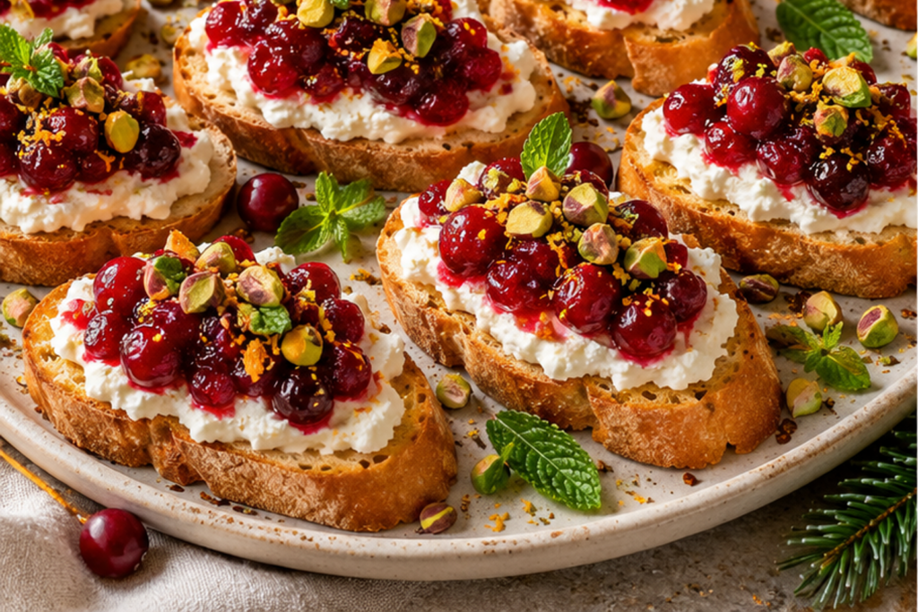 Whipped Feta Cranberry Crostini