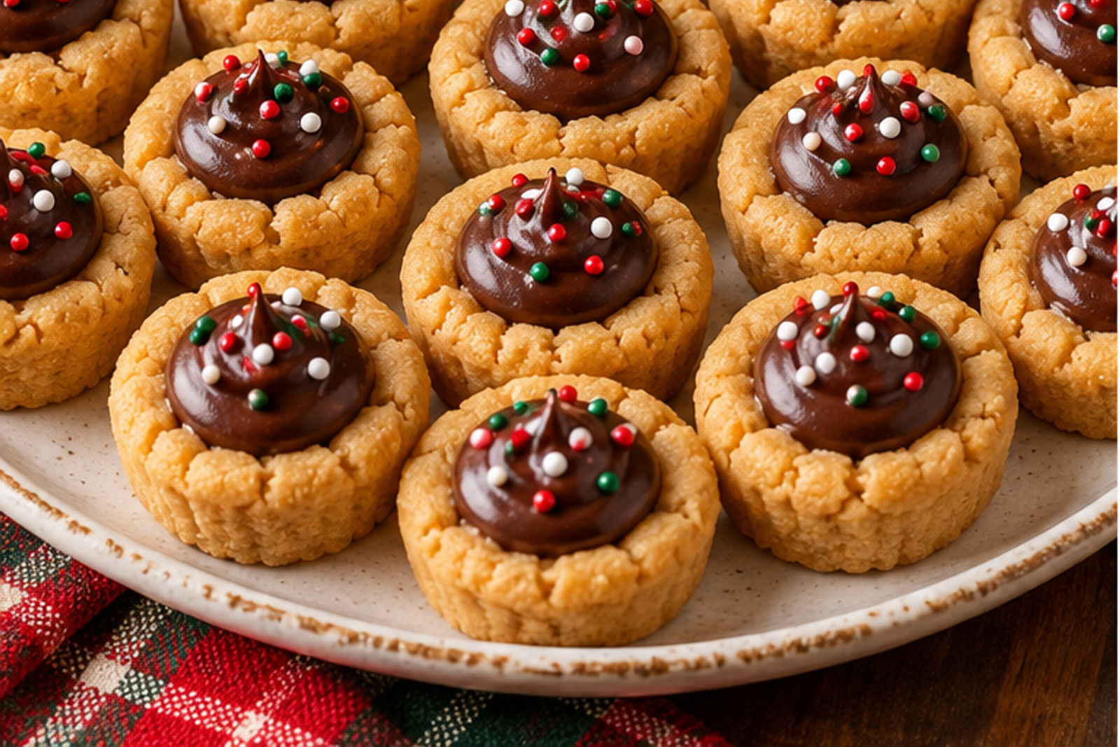 Peanut Butter Blossom Cookie Cups served for Christmas