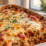 Cheesy Stuffed Cabbage Roll Casserole served for Christmas