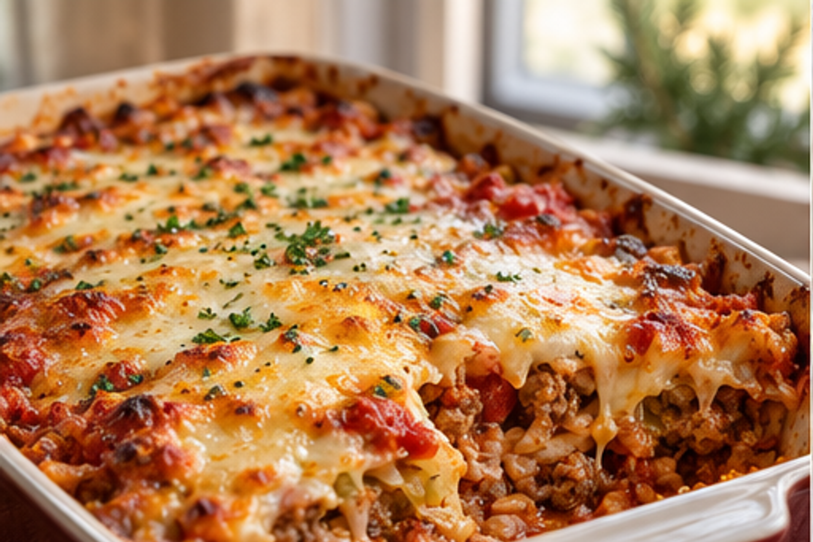 Cheesy Stuffed Cabbage Roll Casserole served for Christmas