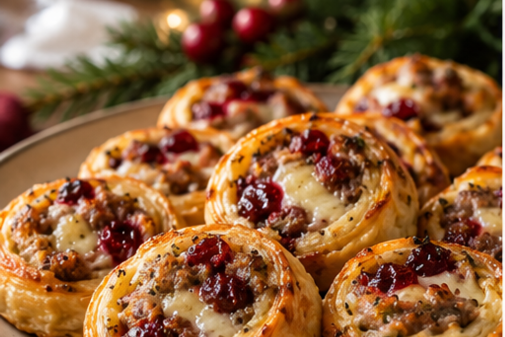 Cranberry Brie Sausage Rolls