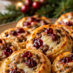 Cranberry Brie Sausage Rolls served for Christmas