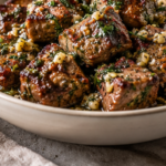 Garlic Butter Beef Tenderloin Bites served for Christmas
