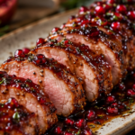 Pomegranate Glazed Pork Tenderloin served for Christmas