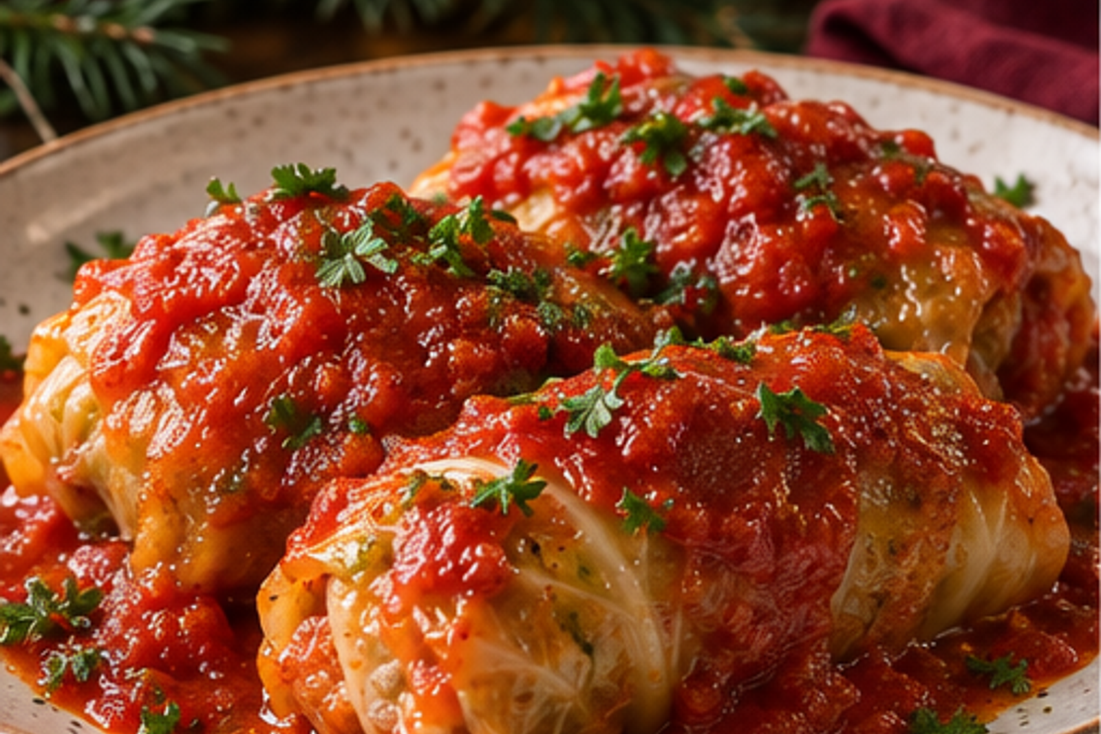 Christmas Stuffed Cabbage Rolls served for Christmas