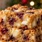 White Chocolate Cranberry Blondies served for Christmas