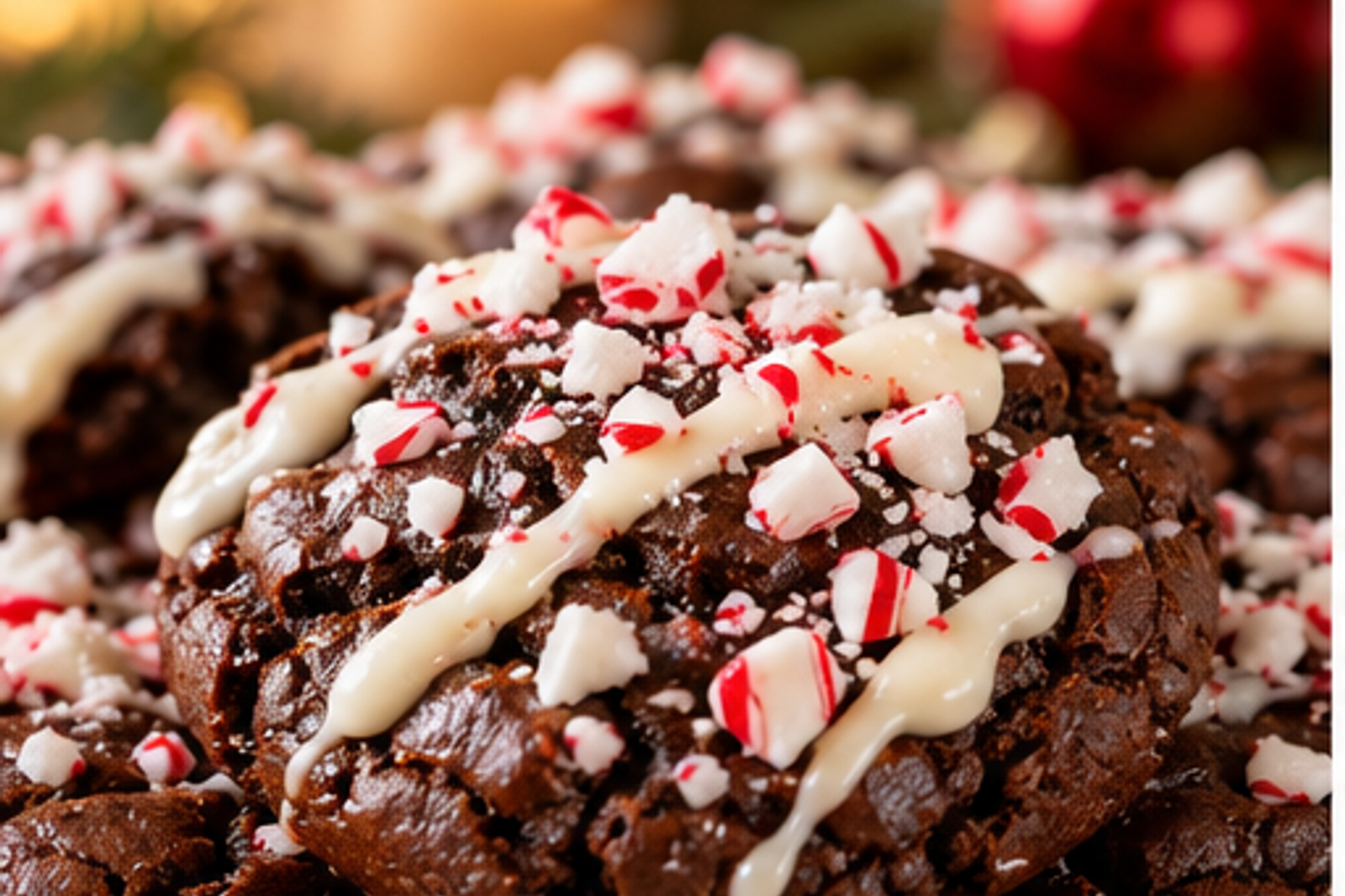 Peppermint Brownie Cookies served for Christmas