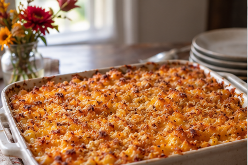 Southern Baked Mac and Cheese with Crispy Topping