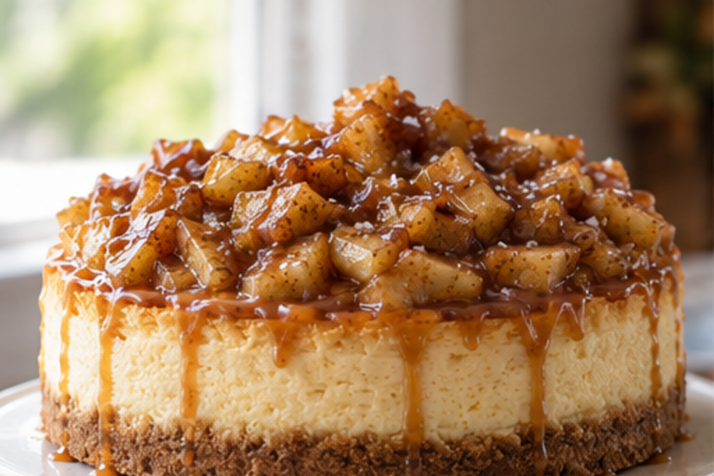 Salted Caramel Apple Pie Cheesecake