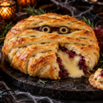 Mummy baked brie with puff pastry and cranberry