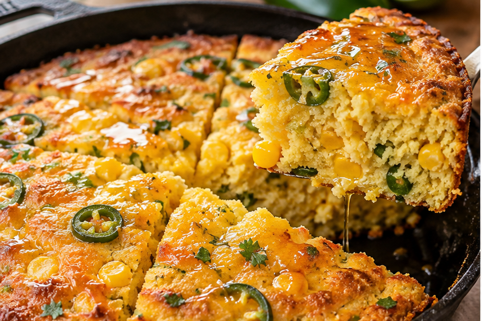 Jalapeño Cheddar Cornbread with Lime Honey
