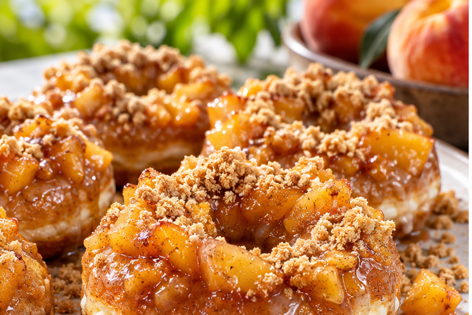 Peach Cobbler Cheesecake Donuts