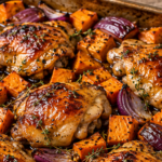 Maple Glazed Chicken with Roasted Sweet Potatoes