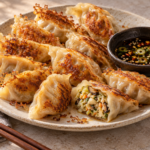 Crispy cabbage dumplings with ginger dipping sauce