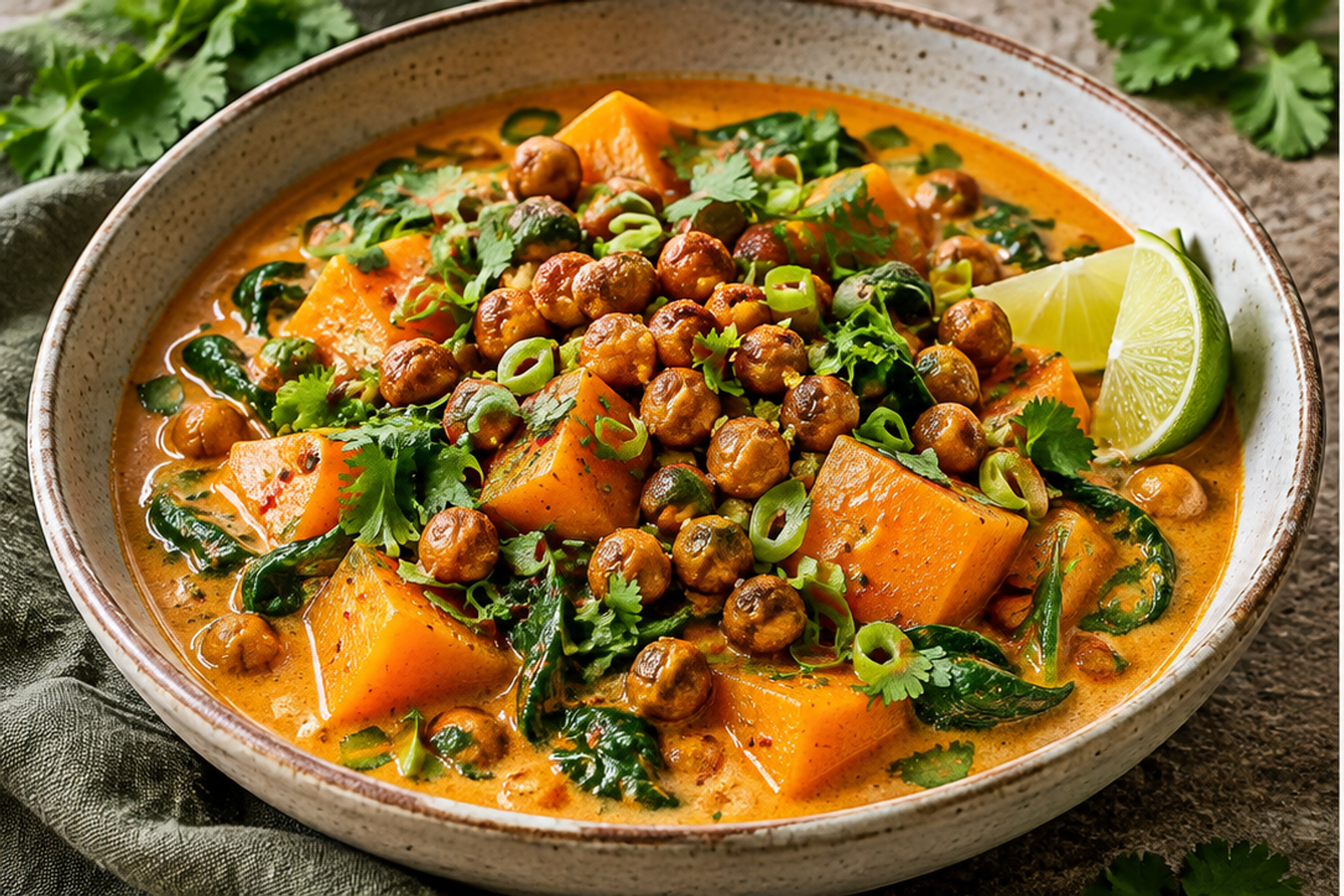 Butternut Squash Thai Red Curry with Crispy Chickpeas