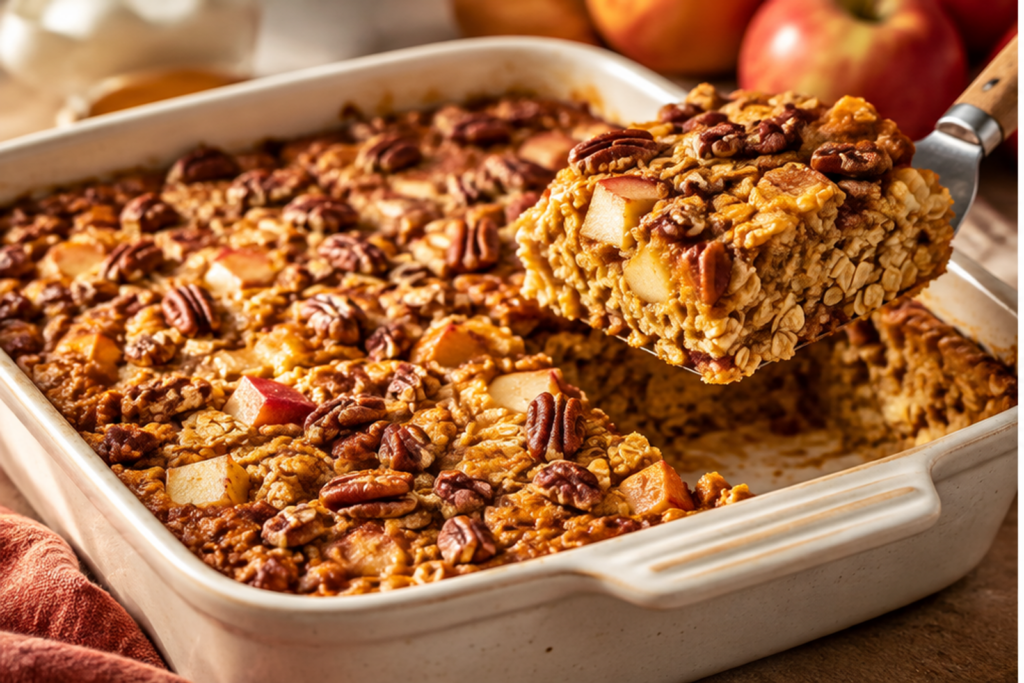 Apple Pumpkin Pecan Baked Oatmeal