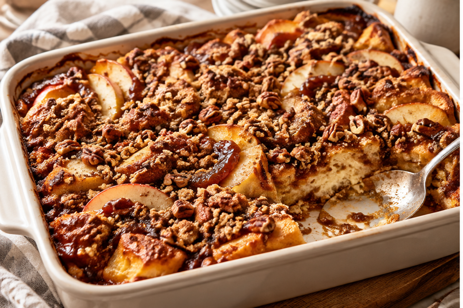 Apple Butter French Toast Casserole with Pecan Streusel
