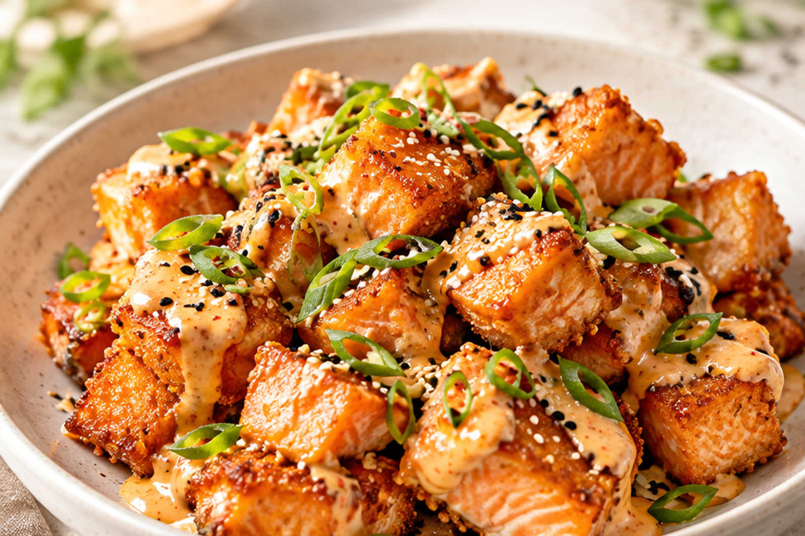 Crispy Bang Bang Salmon Bites