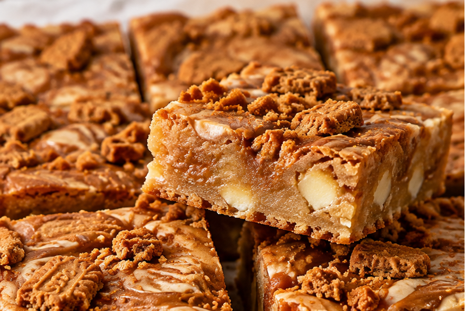 Chewy Biscoff Blondies