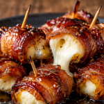 Bacon Mozzarella Poppers with Maple Glaze