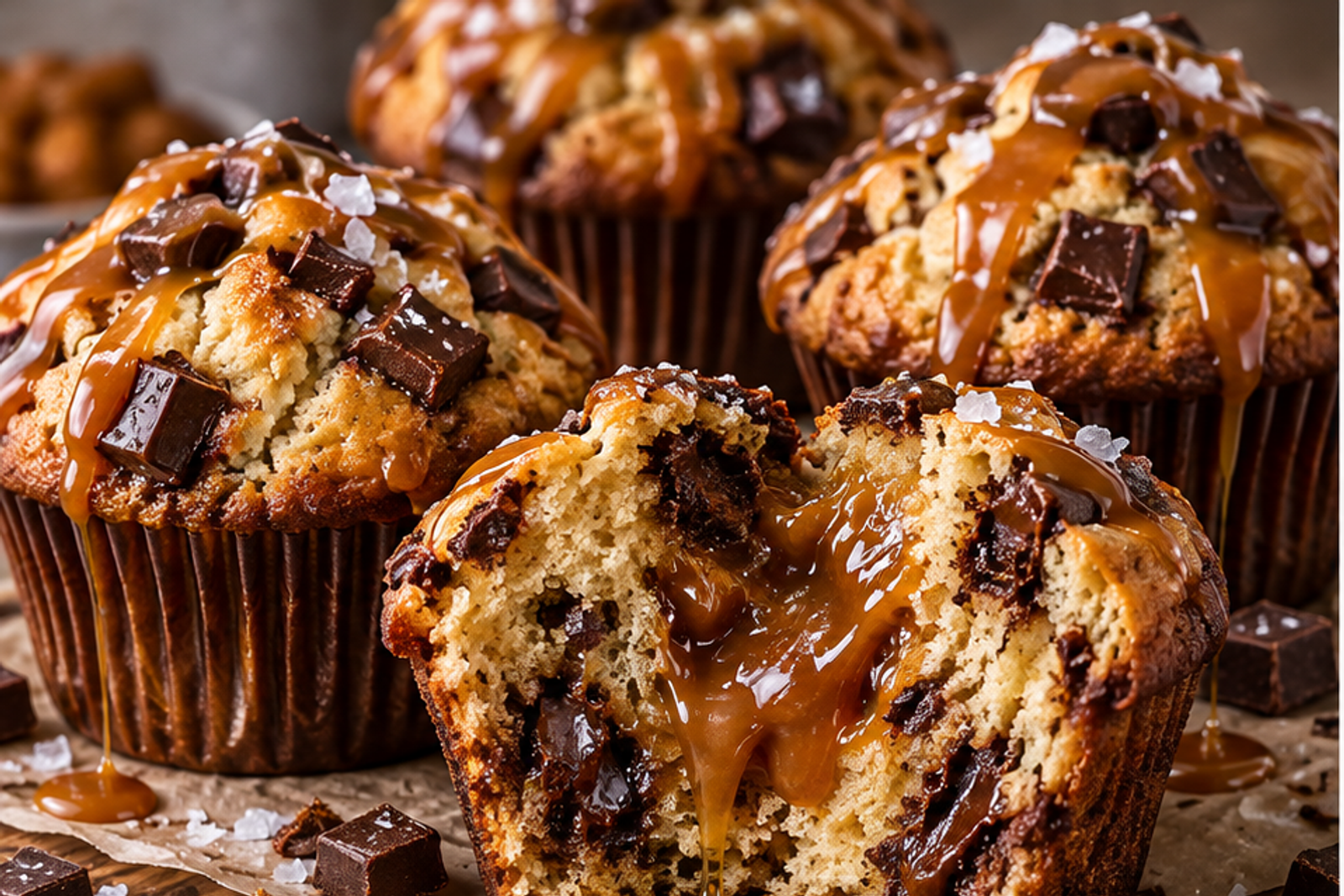 Salted Caramel Chocolate Chunk Muffins