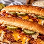 Bacon Cheese Crispy Chicken Bird Dog Sandwiches