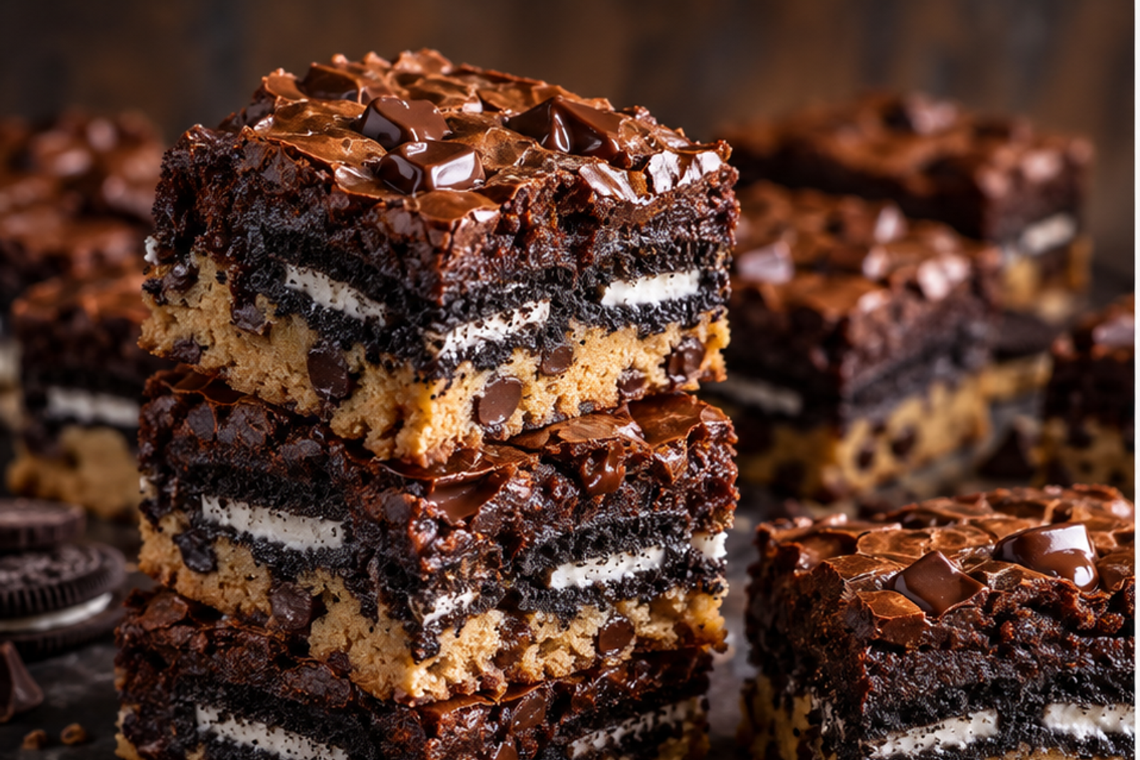 Layered Chocolate Slutty Brownies