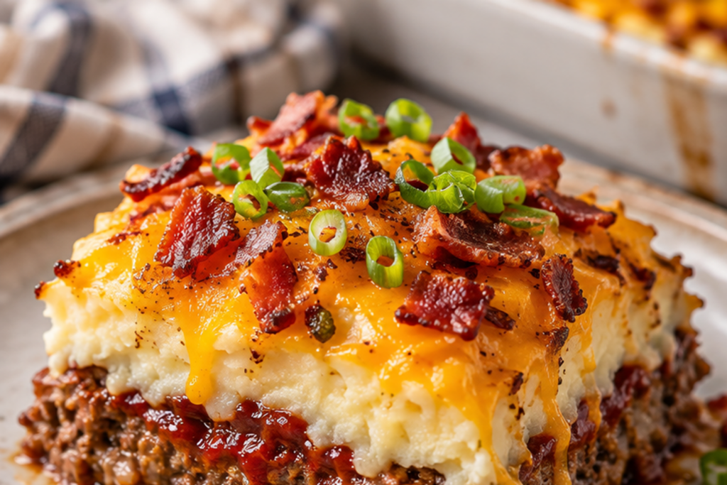 Loaded Meatloaf Mashed Potato Casserole