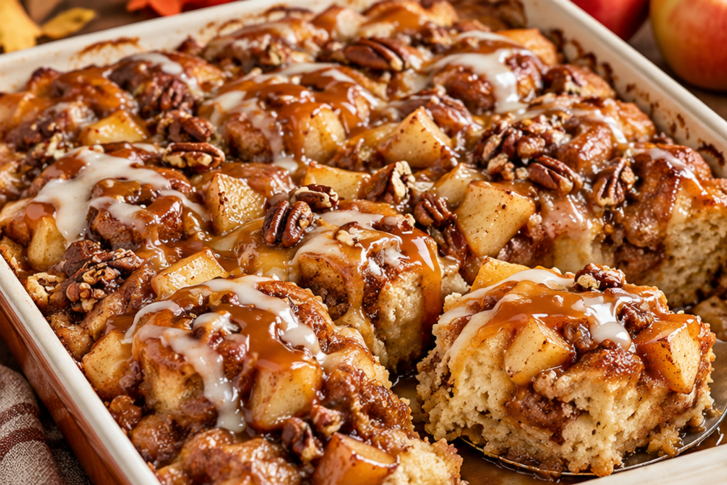 Caramel Apple Cinnamon Roll Breakfast Bake