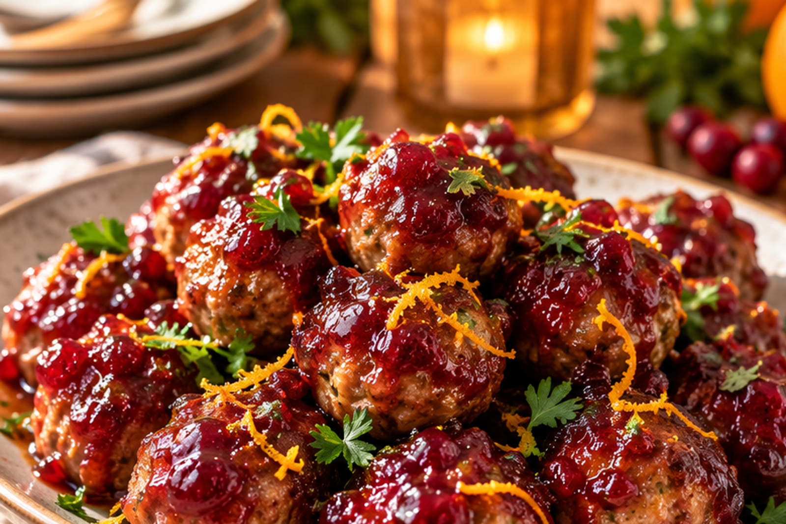 Cranberry-Glazed Turkey Meatballs