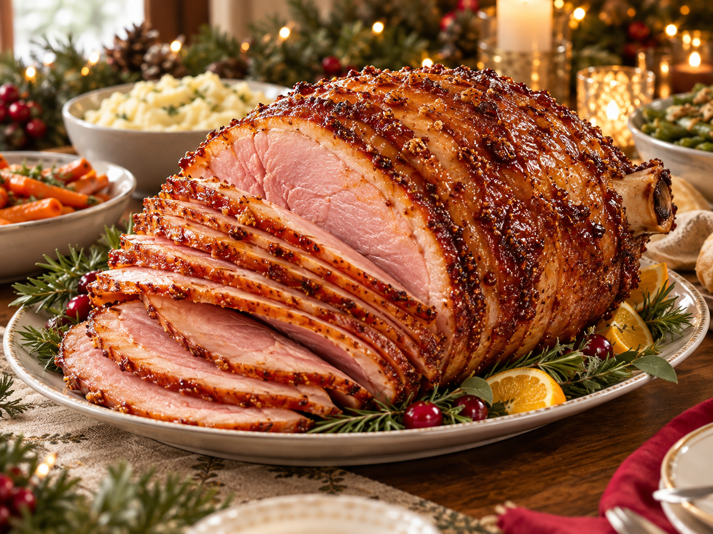 Brown Sugar Dijon Glazed Christmas Ham