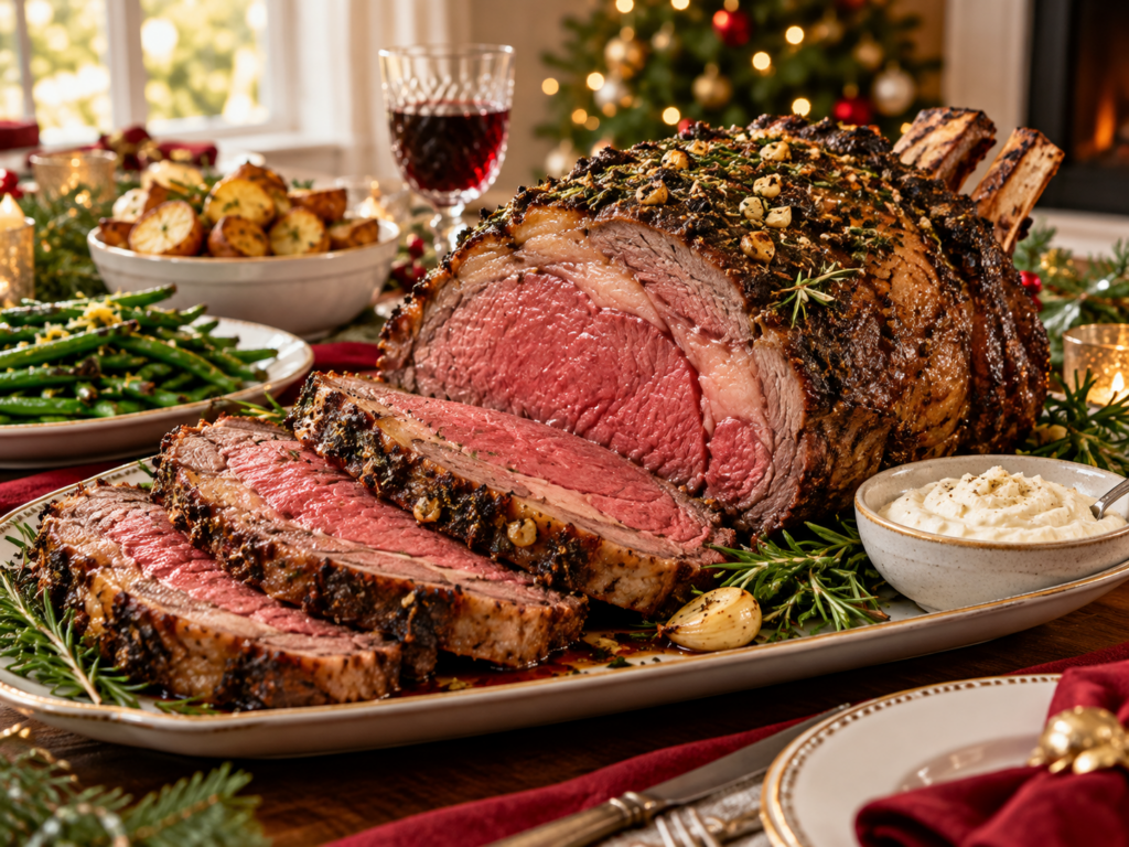 Garlic Herb Prime Rib with Horseradish Cream
