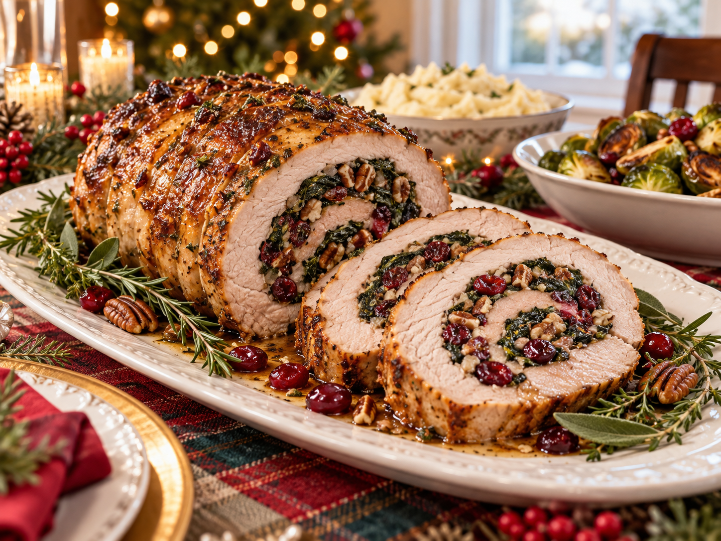 Cranberry Pecan Stuffed Pork Loin
