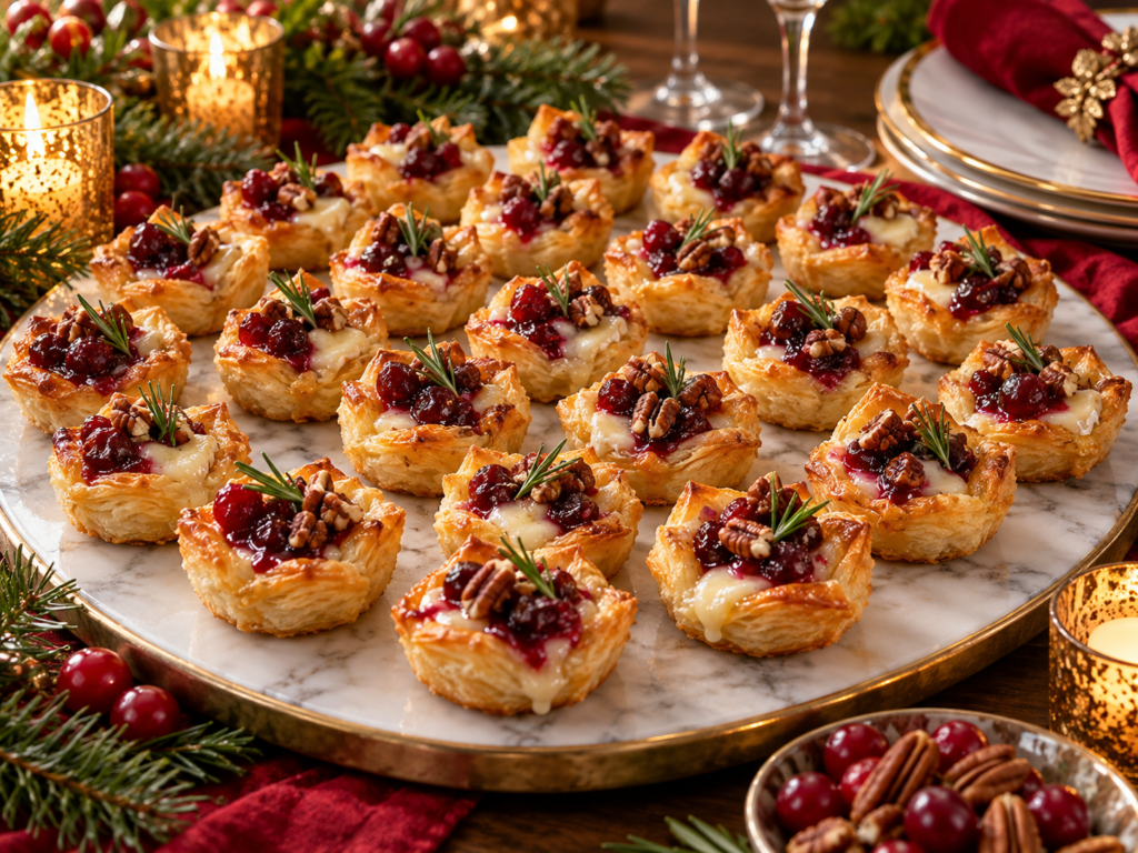 Cranberry Brie Puff Pastry Bites