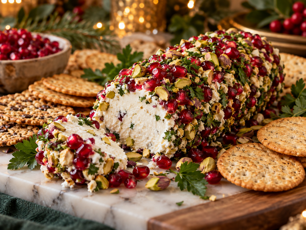 Pomegranate Pistachio Goat Cheese Log