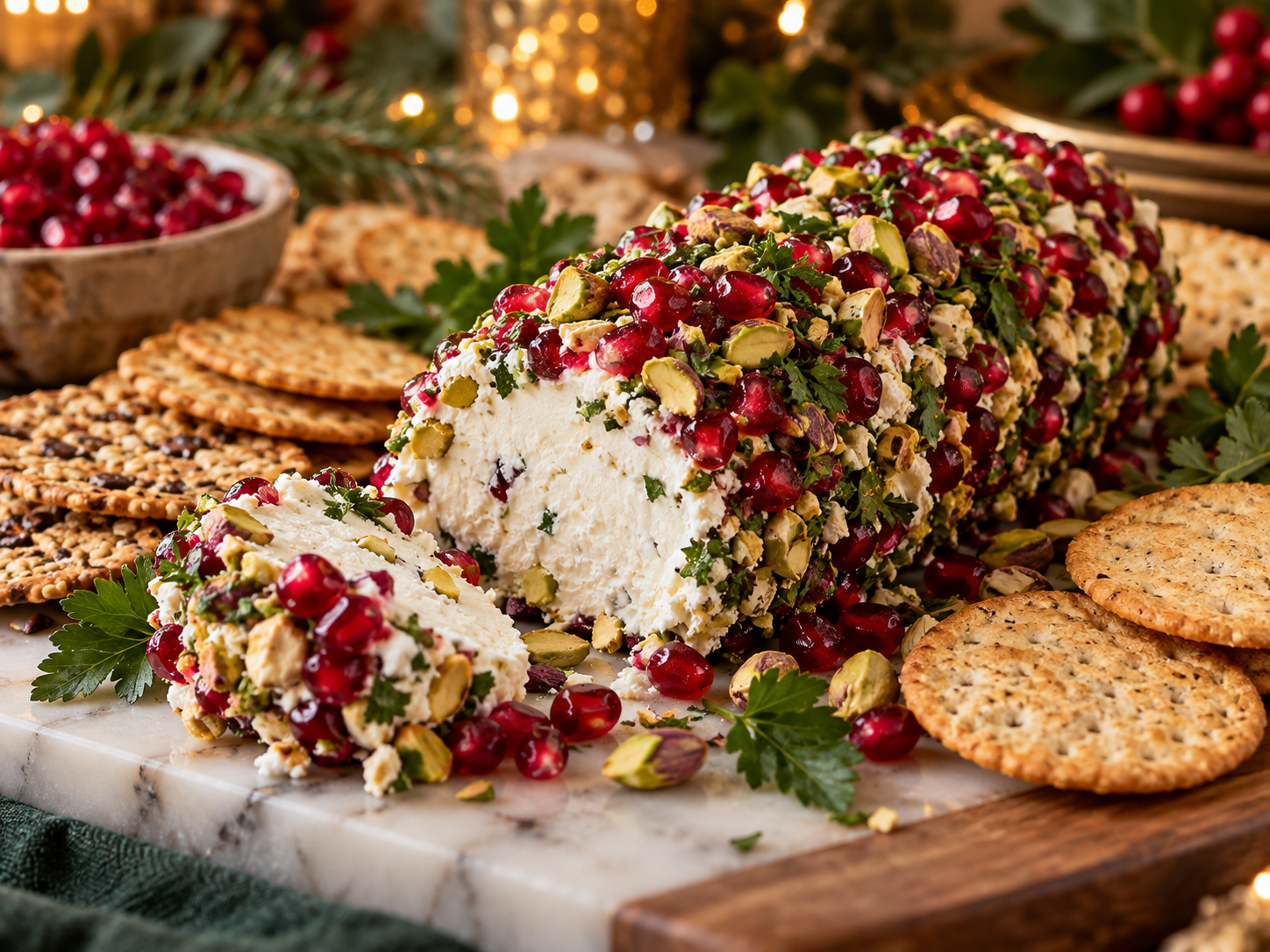 Pomegranate Pistachio Goat Cheese Log