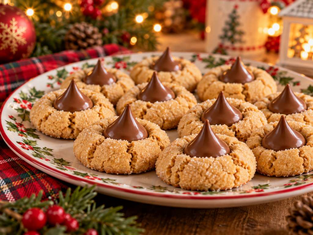 Peanut Butter Blossom Christmas Cookies
