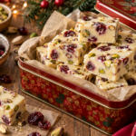 White Chocolate Cranberry Pistachio Fudge