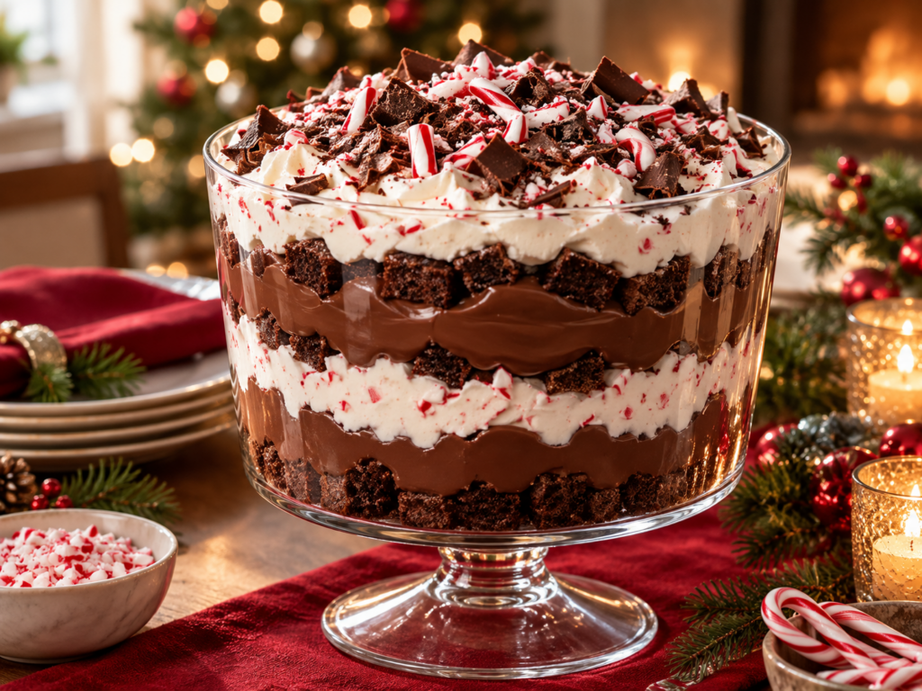 Chocolate Peppermint Christmas Trifle