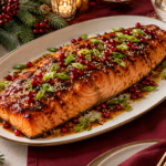 Maple Miso Glazed Christmas Salmon served for Christmas