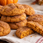 Brown butter pumpkin snickerdoodle cookies with crackled cinnamon sugar tops