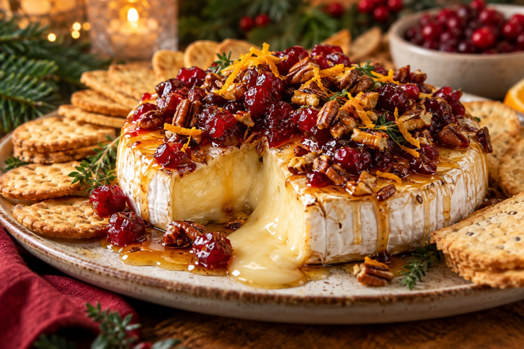 Hot Honey Cranberry Baked Brie