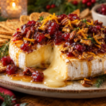 Hot Honey Cranberry Baked Brie served for Christmas