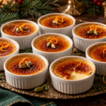 Orange Cardamom Crème Brûlée served for Christmas