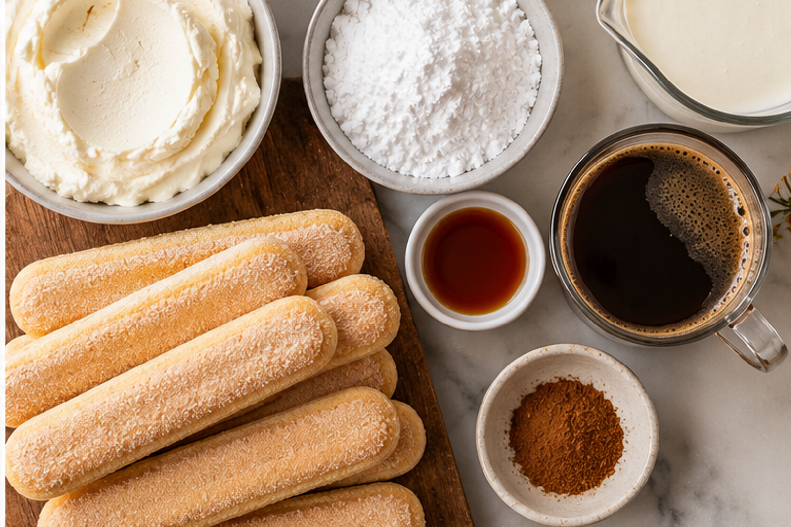Ingredients arranged for pecan pie tiramisu