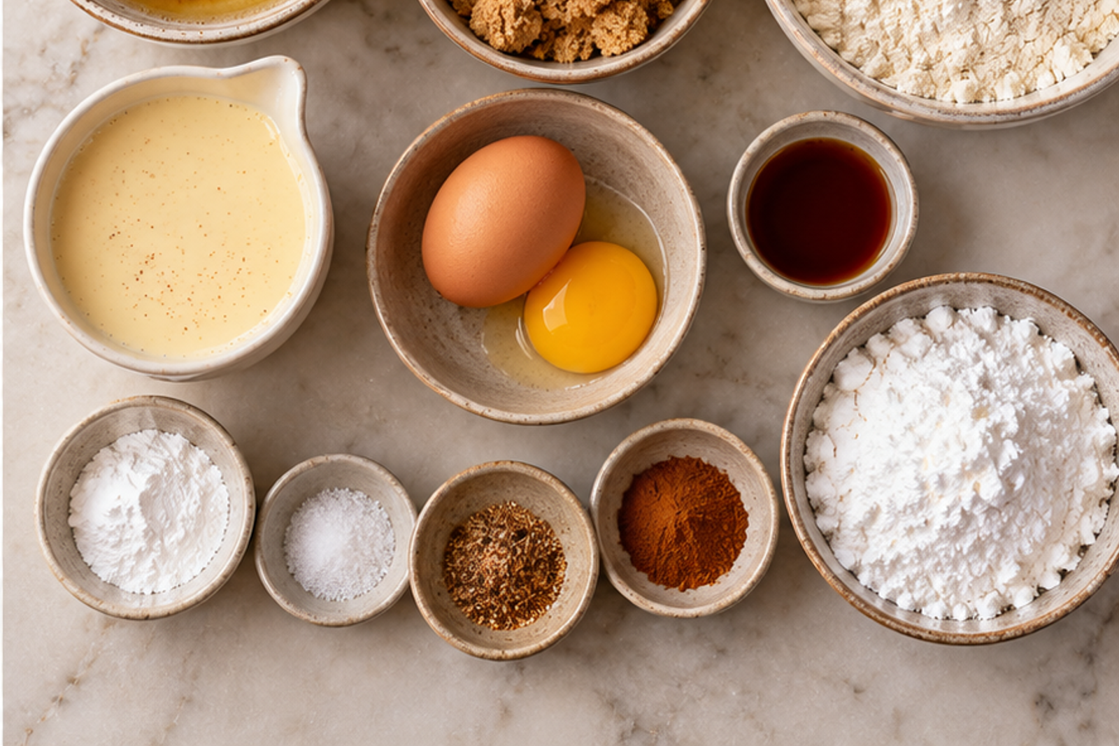 Ingredients arranged for eggnog blondies