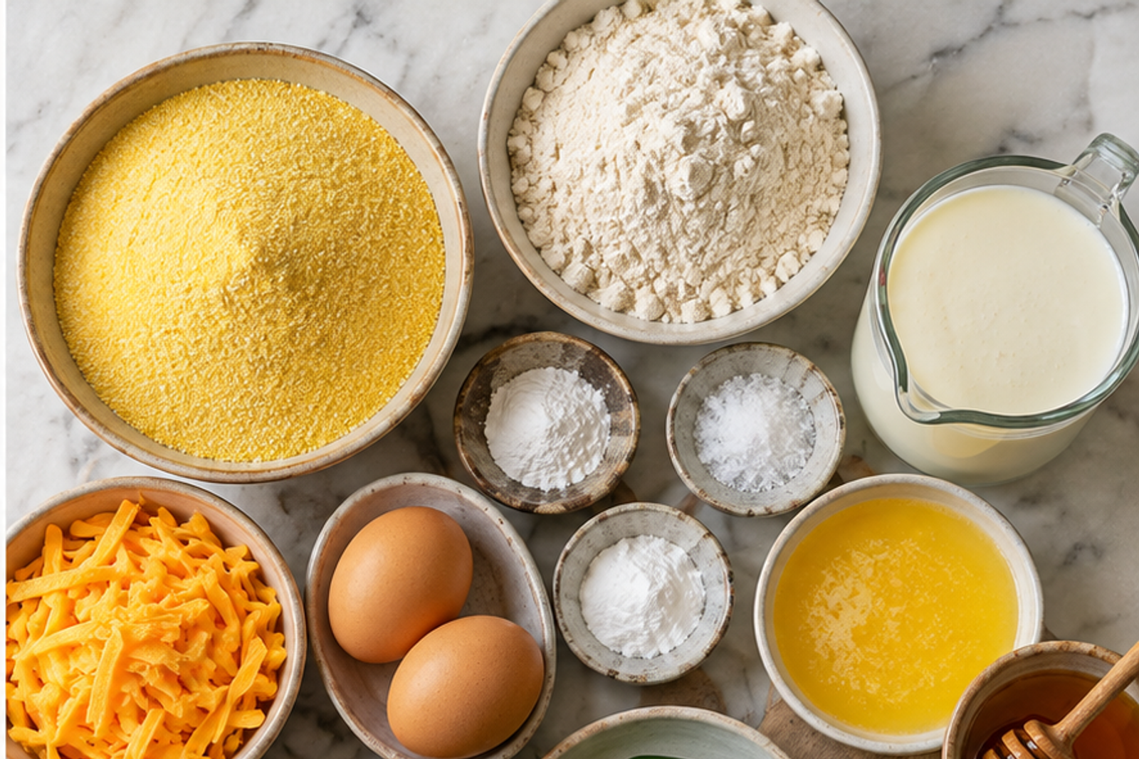 Ingredients for jalapeño cheddar cornbread