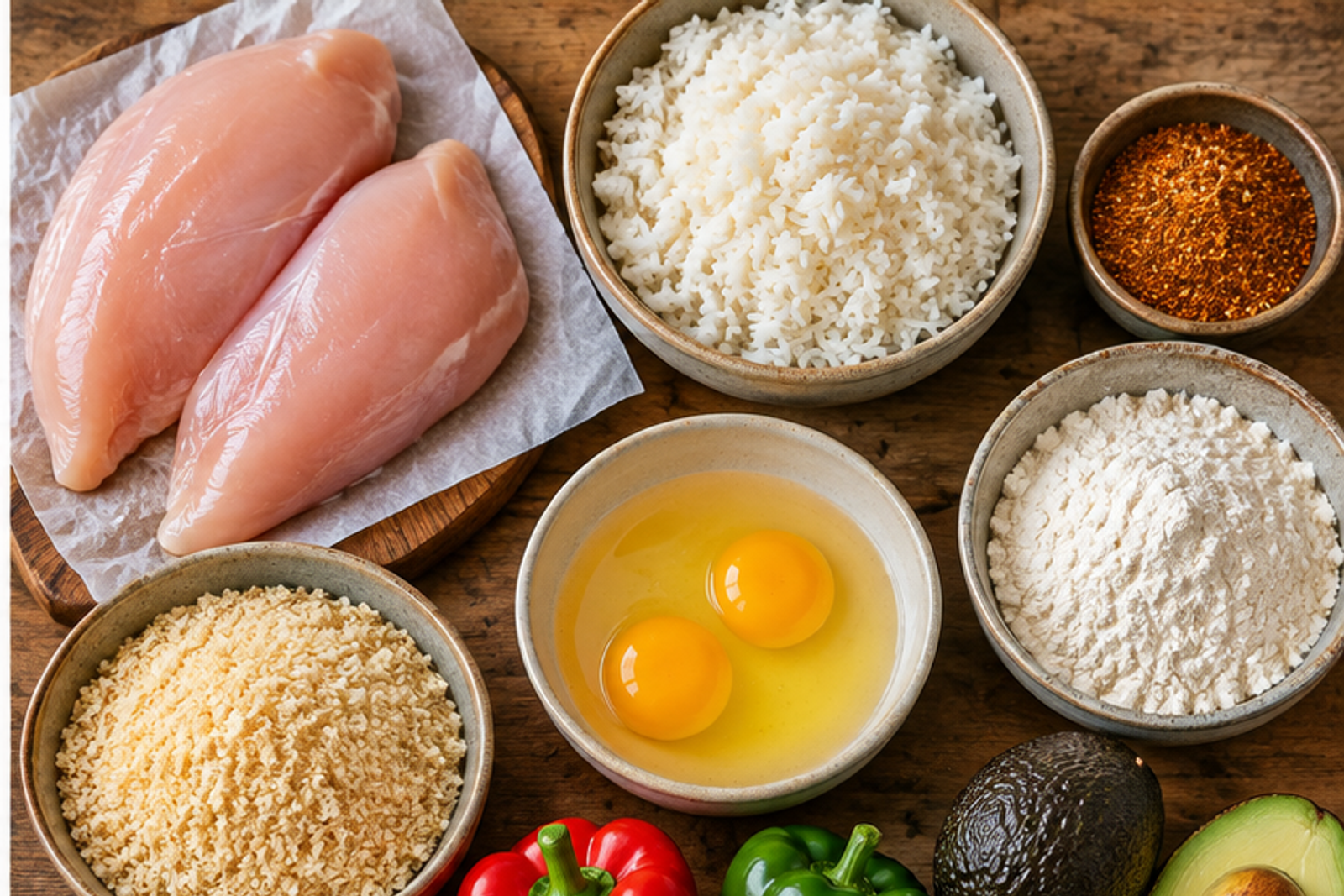 Ingredients for Cajun chicken rice bowl